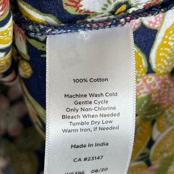 Talbots Floral Popover Blouse Blue Multicolor Size L Button Long Sleeve - Picture 5 of 7